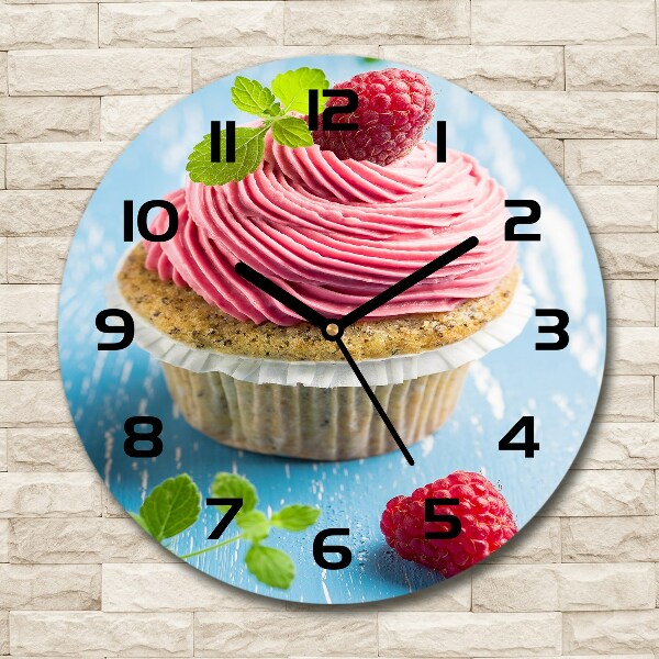 Ronde glas klok Frambozen cupcake