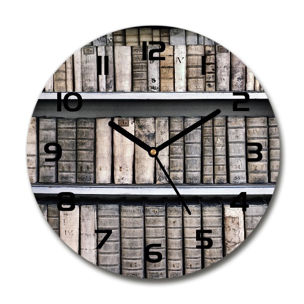 Ronde glazen wandklok Boekenplank