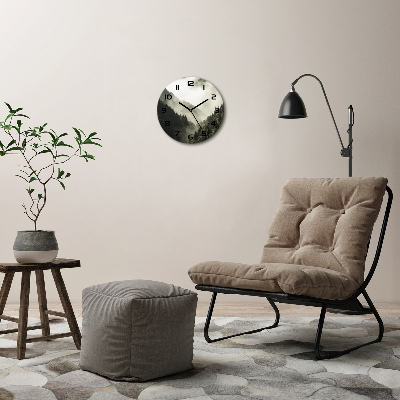 Ronde glas klok Mist boven het bos