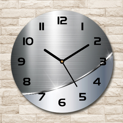 Ronde glazen wandklok Metaalabstractie