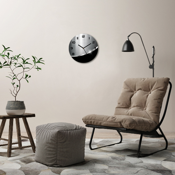 Ronde glas klok Metaalabstractie