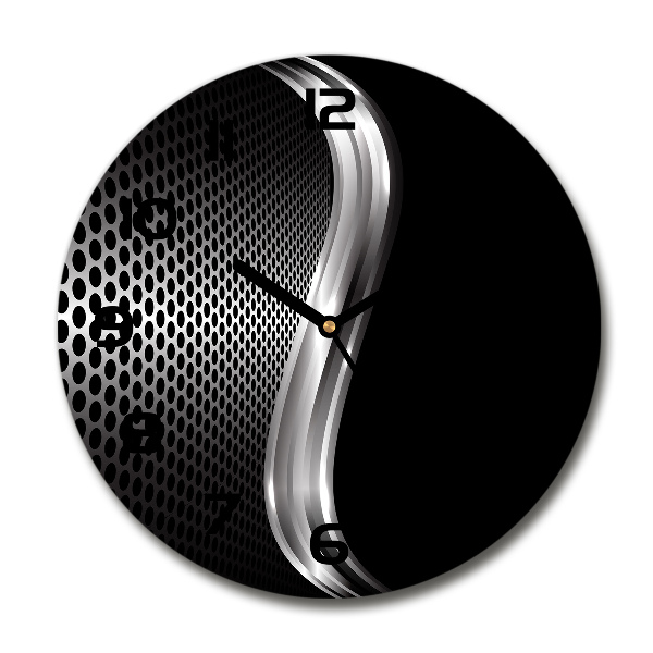 Ronde glazen wandklok Metaalabstractie