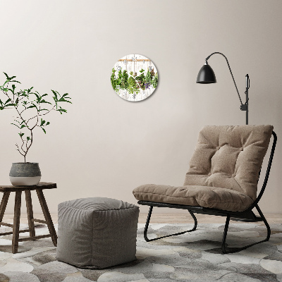 Ronde glas klok Kruiden aan een touwtje