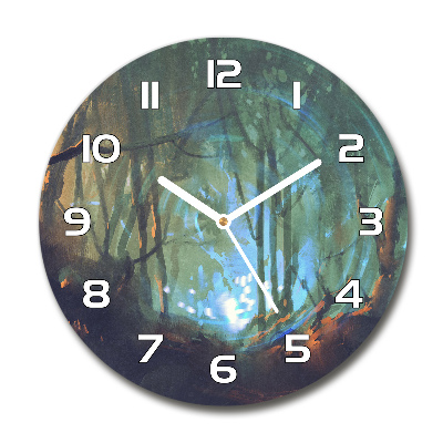 Ronde glazen klok Mystiek bos
