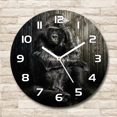 Ronde glas klok Gorilla