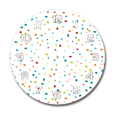 Ronde glas klok Kleurrijke stippen