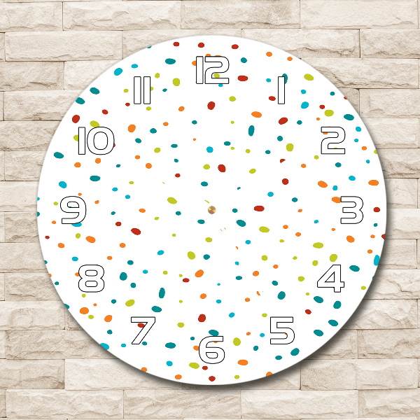 Ronde glas klok Kleurrijke stippen