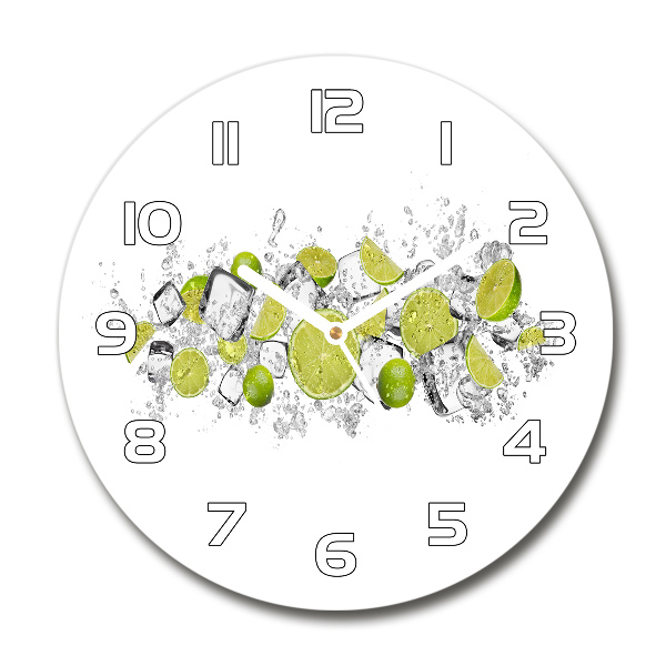 Ronde glazen wandklok Limoenijsblokjes