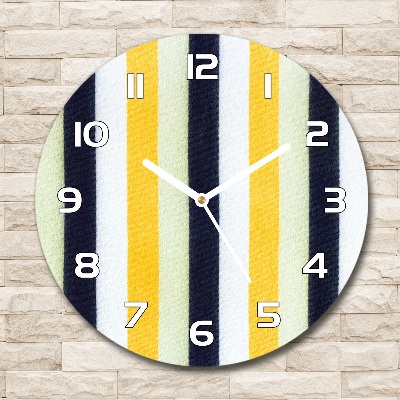 Ronde glazen wandklok Gestreepte achtergrond