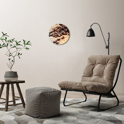 Ronde glazen wandklok Koffiebonen