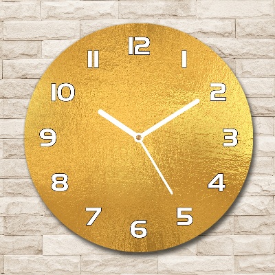 Ronde glazen wandklok Achtergrond van goudfolie