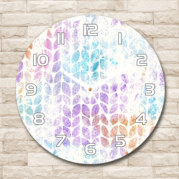 Ronde glas klok Kleurrijke bladeren