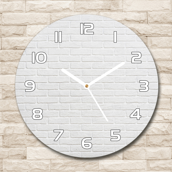 Ronde glazen wandklok Bakstenen muur