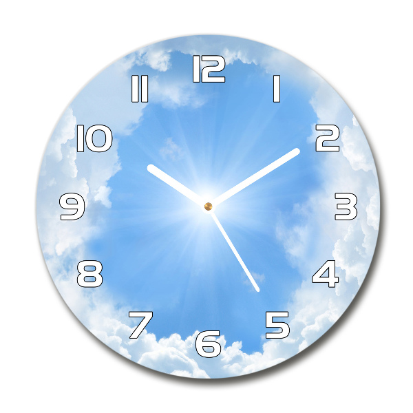 Ronde glazen wandklok Wolken aan de hemel