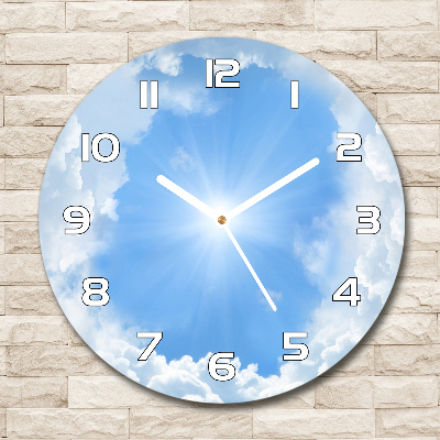 Ronde glazen wandklok Wolken aan de hemel