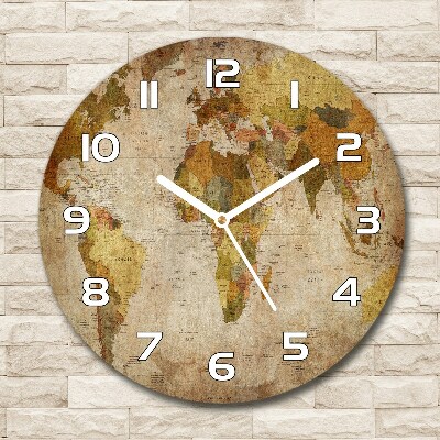 Ronde glazen wandklok Politieke kaart