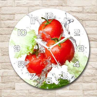 Ronde glas klok Tomaten en sla