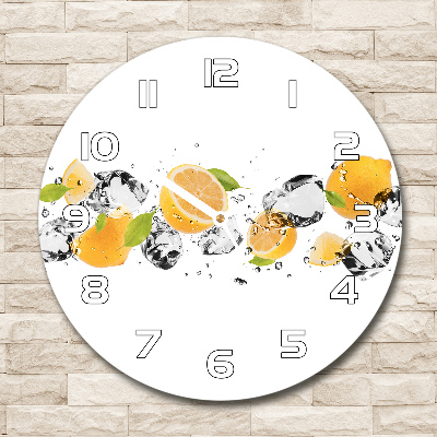 Ronde glazen wandklok Citroen en water