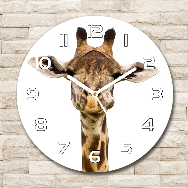 Ronde glazen klok Giraffe
