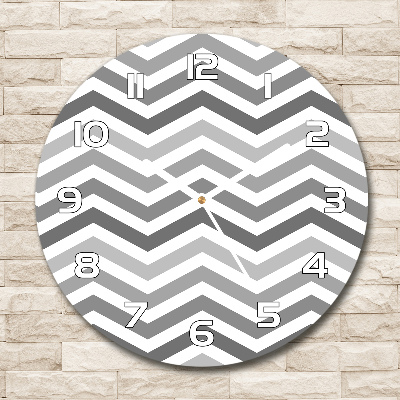 Ronde glazen klok Grijze zigzaglijnen
