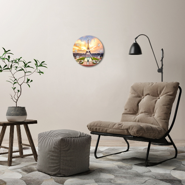 Ronde glazen wandklok Eiffeltoren Parijs