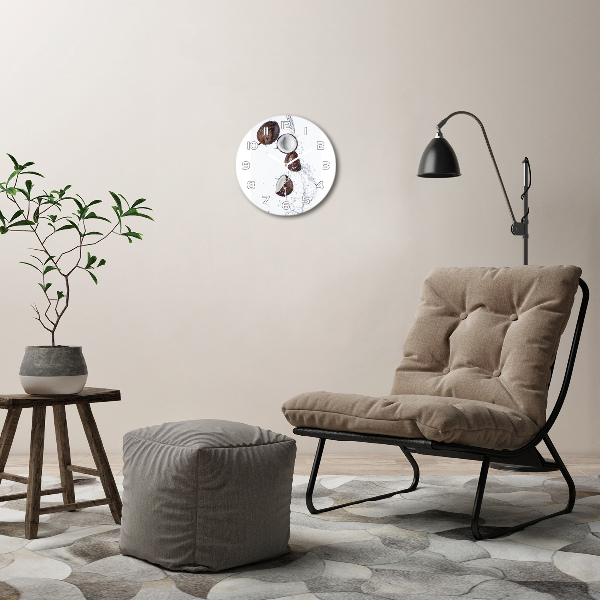 Ronde glas klok Kokosnoot met water
