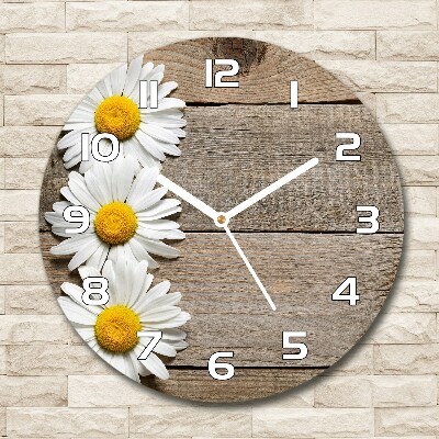 Ronde glas klok Madeliefjeshout