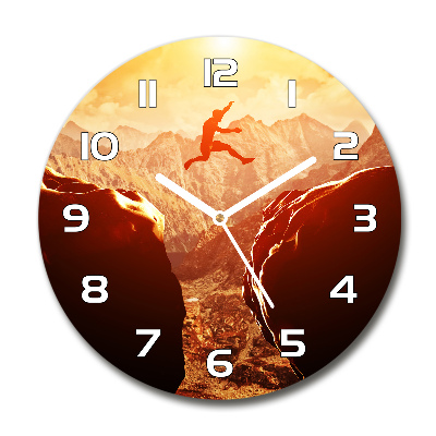 Ronde glas klok Spring over de afgrond