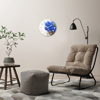 Ronde glas klok Korenbloemen in een mand