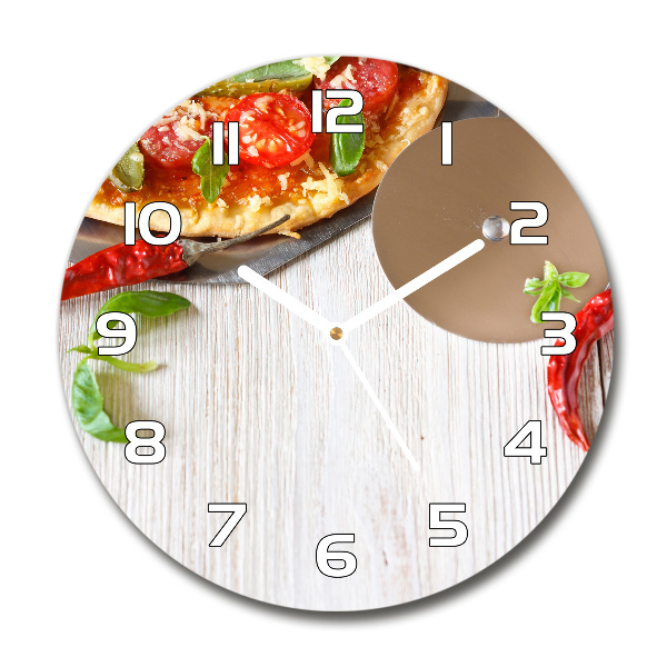 Ronde glas klok Pizza
