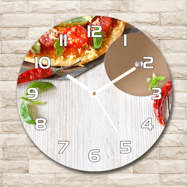 Ronde glas klok Pizza