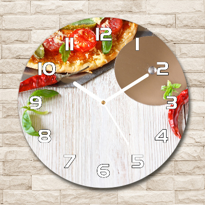 Ronde glas klok Pizza