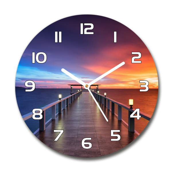 Ronde glas klok Houten brug