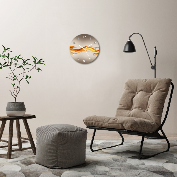 Ronde glazen wandklok Abstracte golven