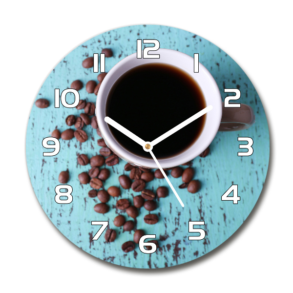 Ronde glazen wandklok Zwarte koffie