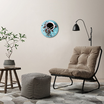 Ronde glazen wandklok Zwarte koffie