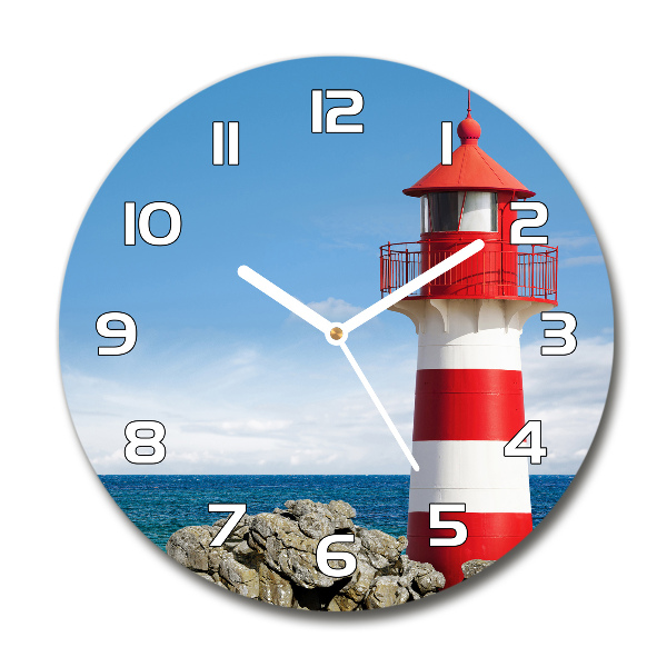 Ronde glazen wandklok Vuurtoren