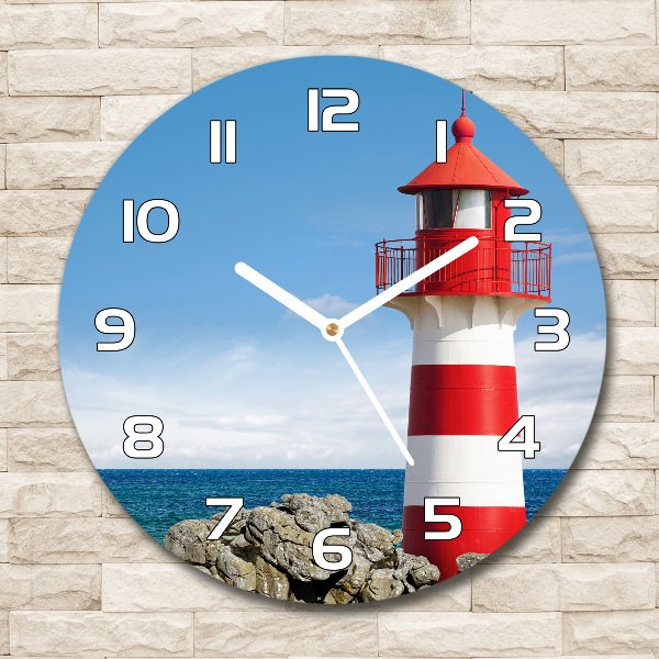 Ronde glazen wandklok Vuurtoren