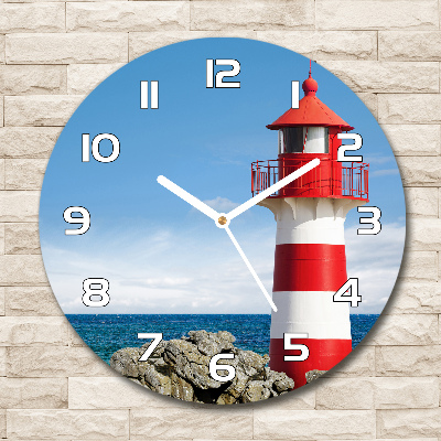 Ronde glazen wandklok Vuurtoren