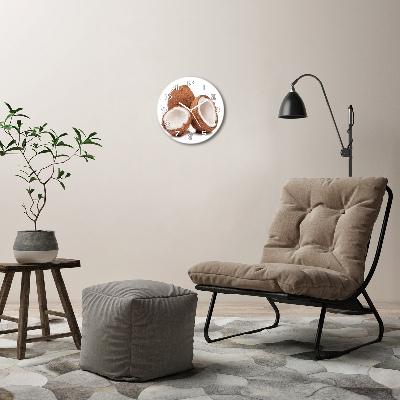 Ronde glas klok Kokosnoot