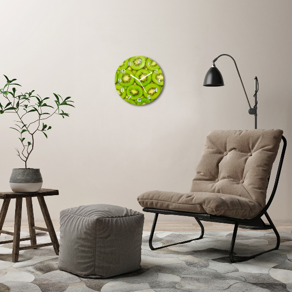 Ronde glas klok Kiwi
