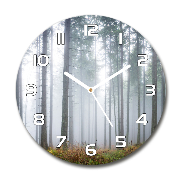 Ronde glazen klok Mist in het bos
