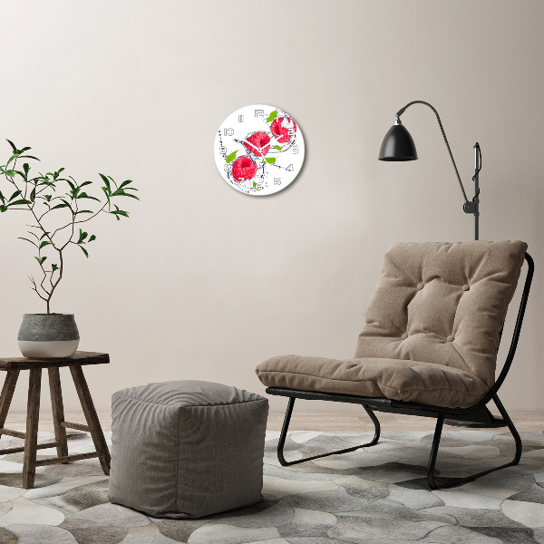 Ronde glas klok Framboos en water