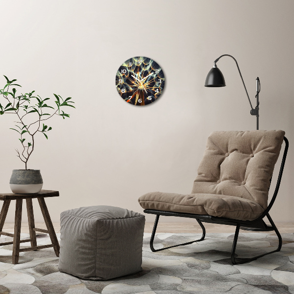 Ronde glazen wandklok Paardenbloemen