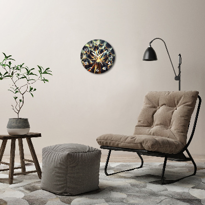 Ronde glazen wandklok Paardenbloemen