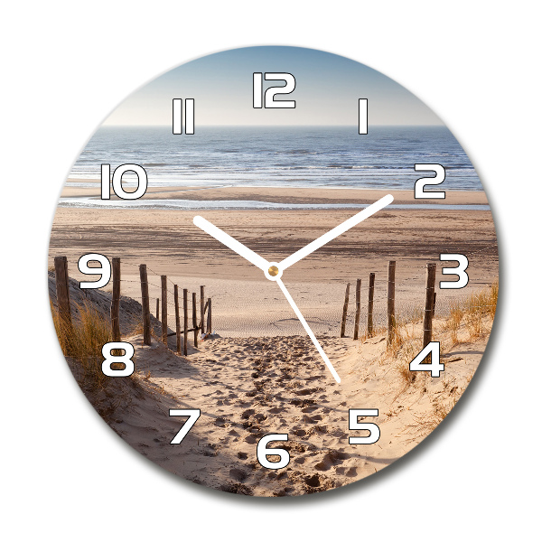 Ronde glazen wandklok duinen aan zee