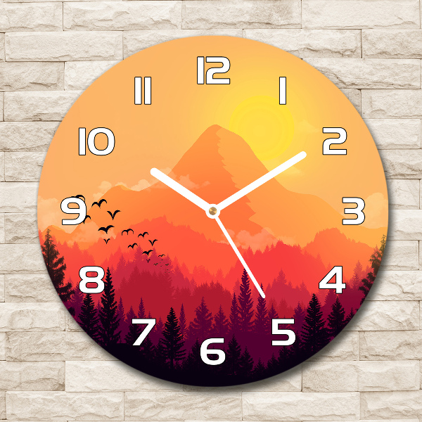 Ronde glas klok Berglandschap