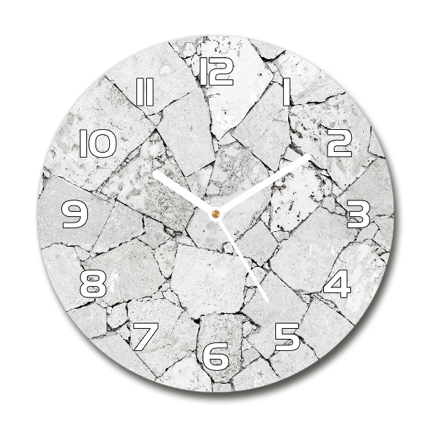 Ronde glazen wandklok Stenen muur
