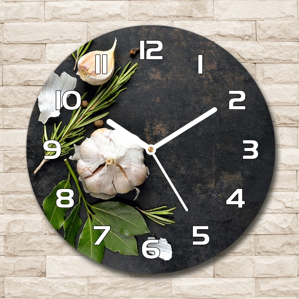 Ronde glas klok Knoflook