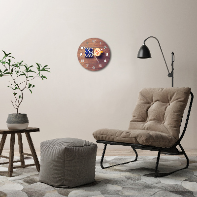 Ronde glazen wandklok Koffie en een cadeautje